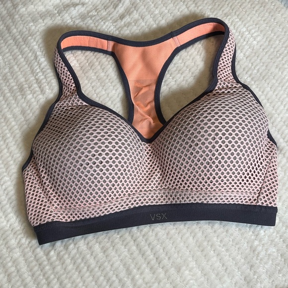VSX Pink and Black Sports Bra with Racerback Design - Picture 1 of 4